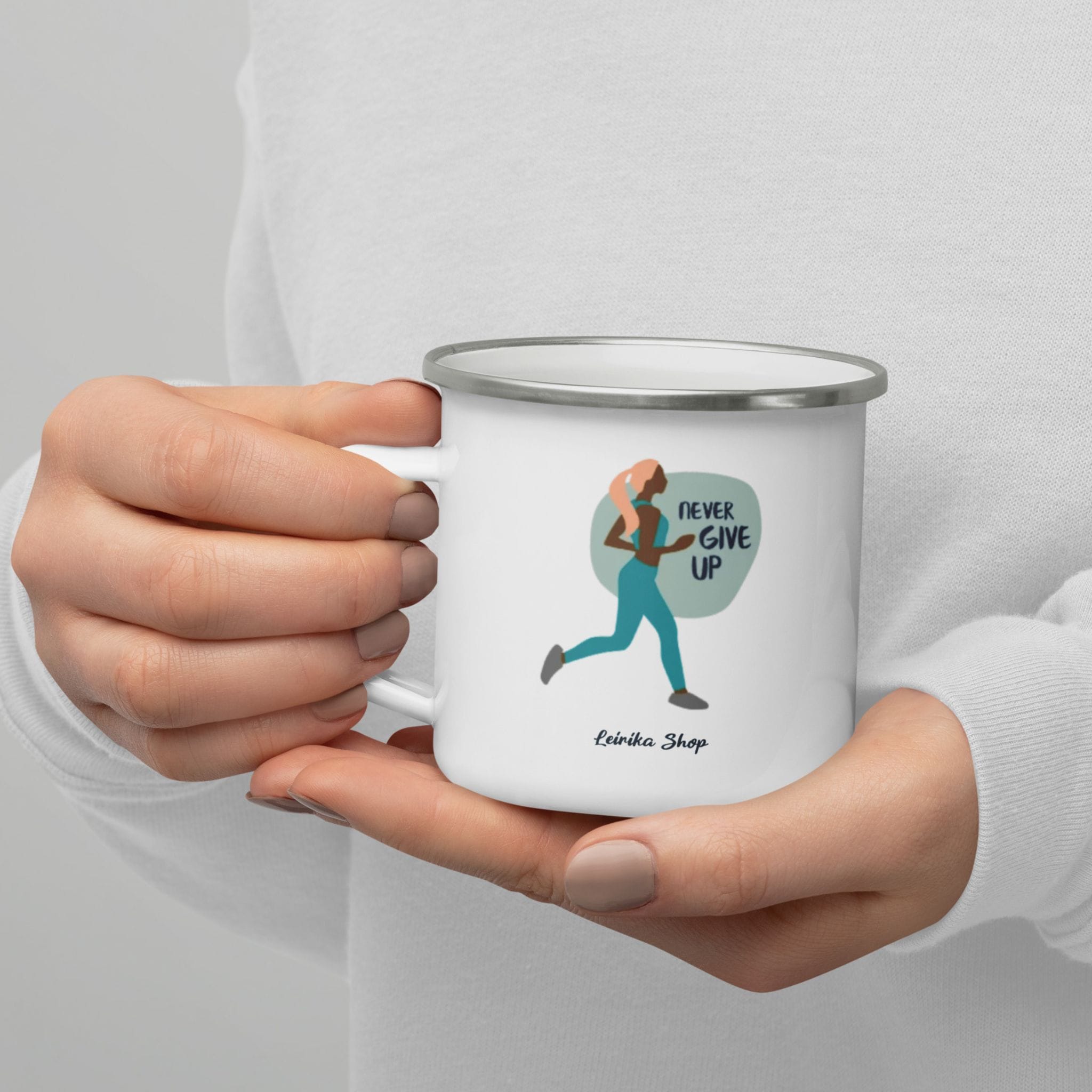 Taza Never give up